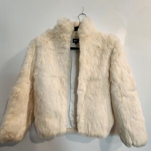Kids Vintage Cream French Rabbit Fur Pea Coat